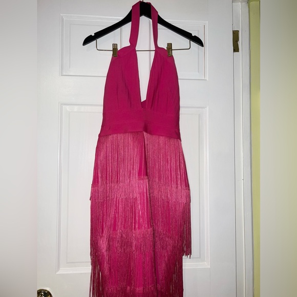 Fashion Nova Dresses & Skirts - Bandage Fringe Midi Dress - Hot Pink